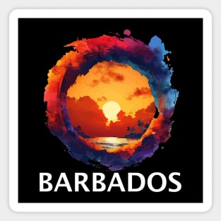 Barbados Sunset (with White Lettering) Magnet